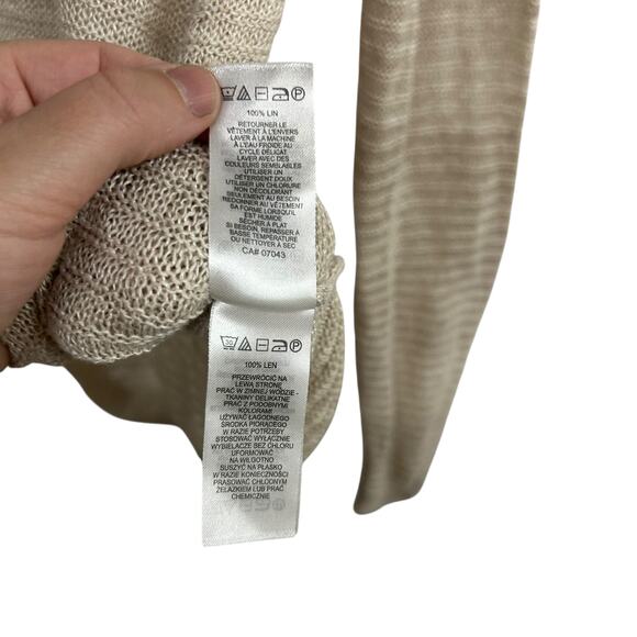 Tahari Linen Knit Sweater M Beige Lightweight Minimalist Quiet Luxury Capsule - Picture 8 of 8